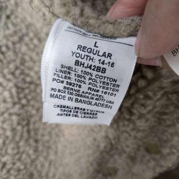 Berne Canva Heavy Duty Coat Sz L Youth Brown Bleached Workwear Utility thrashed - Picture 11 of 12